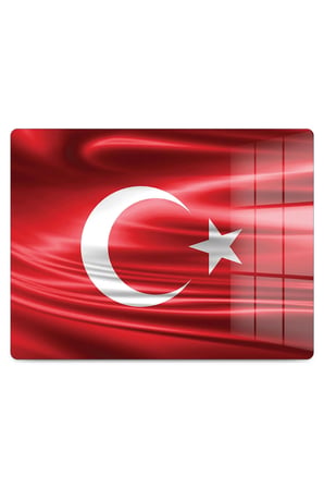 Cam Kesme Tahtası Türk bayrağı Tasarımlı Çok Amaçlı 40 x 30 cm