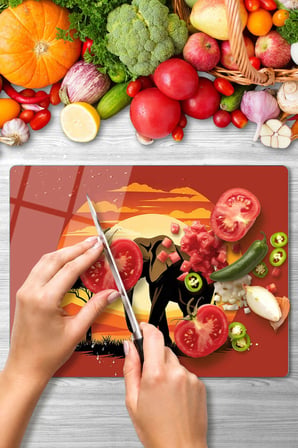Cam Kesme Tahtası Fil Tasarımlı Çok Amaçlı 40 x 30 cm