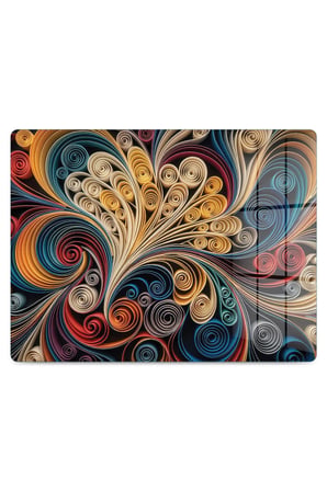 Cam Kesme Tahtası Soyut Spiral Ağaç  Desenli Çok Amaçlı 40x30 cm