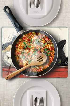 Cam Kesme Tahtası Kedi Tasarımlı Çok Amaçlı 40 x 30 cm