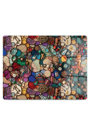 Cam Kesme Tahtası Renkli Meteryal Tasarımlı Çok Amaçlı 40 x 30 cm