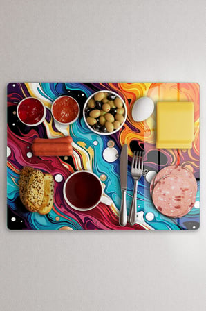 Cam Kesme Tahtası Güneş Tasarımlı Çok Amaçlı 40 x 30 cm