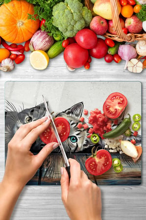 Cam Kesme Tahtası Yavru Kedi Tasarımlı Çok Amaçlı 40 x 30 cm