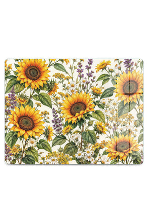 Cam Kesme Tahtası Ayçiçeği Desenli Çok Amaçlı 40x30 cm