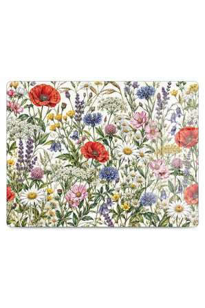 Cam Kesme Tahtası Çiçek Desenli Çok Amaçlı 40x30 cm