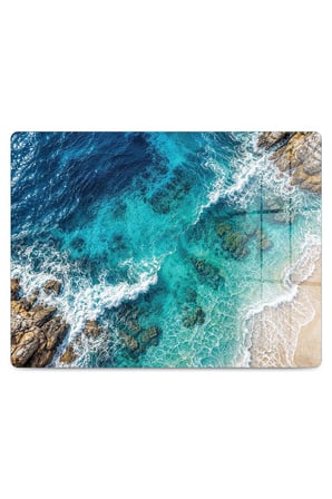 Cam Kesme Tahtası Okyanus Görselli Çok Amaçlı 40 x 30 cm