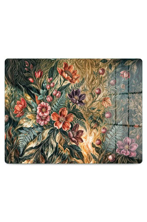Cam Kesme Tahtası Çiçek Desenli Çok Amaçlı 40x30 cm