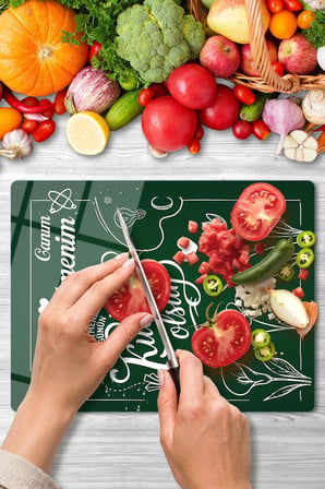 Cam Kesme Tahtası Öğretmenler Günü Çok Amaçlı 40x30 cm