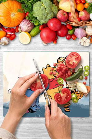 Cam Kesme Tahtası Winnie The Pooh Desenli Çok Amaçlı 40x30 cm
