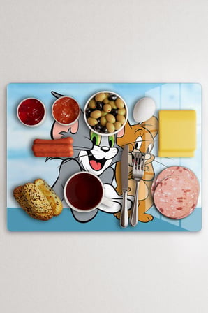 Cam Kesme Tahtası Tom ve Jerry Desenli Çok Amaçlı 40x30 cm