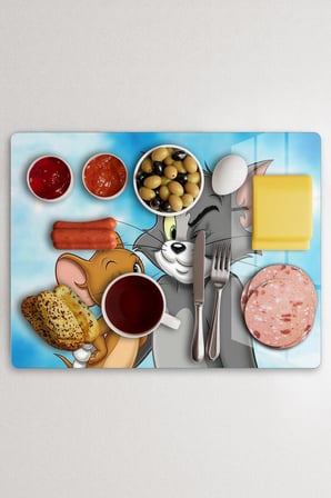 Cam Kesme Tahtası Tom ve Jerry Desenli Çok Amaçlı 40x30 cm
