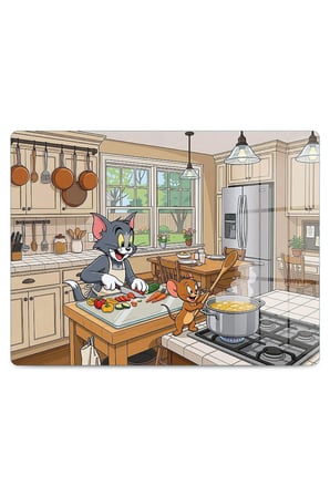 Cam Kesme Tahtası Tom ve Jerry Desenli Çok Amaçlı 40x30 cm