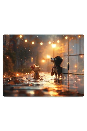 Cam Kesme Tahtası Yavru Köpek Desenli Çok Amaçlı 40x30 cm