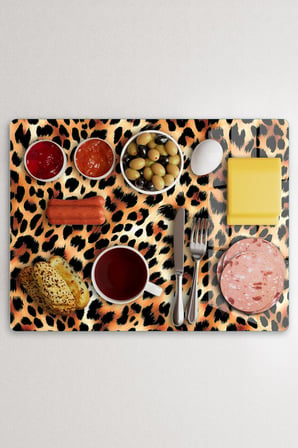 Cam Kesme Tahtası Leopar Desenli Çok Amaçlı 40x30 cm
