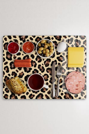 Reflexa Cam Kesme Tahtası Leopar Desenli Çok Amaçlı 40x30 cm