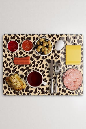 Cam Kesme Tahtası Leopar Desenli Çok Amaçlı 40x30 cm