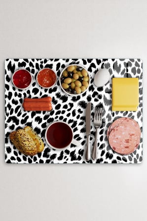 Cam Kesme Tahtası Leopar Desenli Çok Amaçlı 40x30 cm