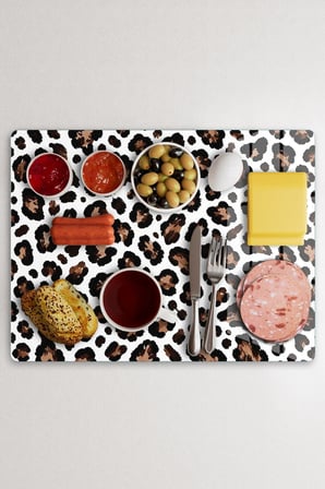 Cam Kesme Tahtası Leopar Desenli Çok Amaçlı 40x30 cm