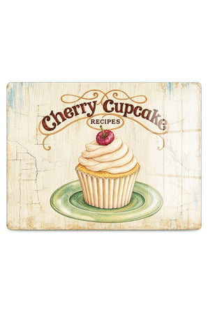 Cam Kesme Tahtası Cupcake Desenli Çok Amaçlı 40x30 cm