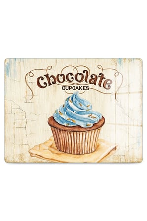 Cam Kesme Tahtası Cupcake Desenli Çok Amaçlı 40x30 cm