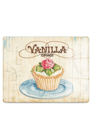 Reflexa Cam Kesme Tahtası Cupcake Desenli 40x30 cm Çok Amaçlı Mutfak Tablası