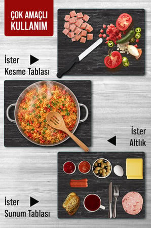 Ocak Arkası Cam Koruyucu – Siyah Ahşap Desen Isıya Dayanıklı Dekoratif Cam Panel 40 x 30 cm * 2 adet