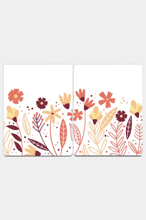 Ocak Arkası Cam Koruyucu – Çiçek Desen Isıya Dayanıklı Dekoratif Cam Panel 40 x 30 cm * 2 adet