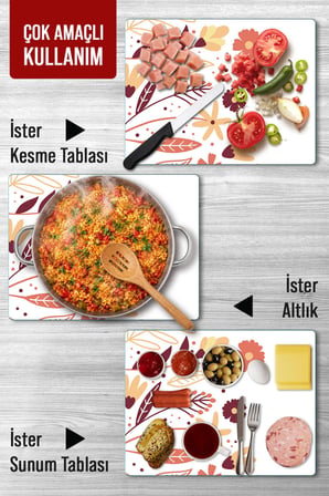 Ocak Arkası Cam Koruyucu – Çiçek Desen Isıya Dayanıklı Dekoratif Cam Panel 40 x 30 cm * 2 adet