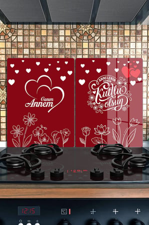 Ocak Arkası Cam Koruyucu – Kişiye Özel Isıya Dayanıklı Dekoratif Cam Panel 40 x 30 cm * 2 adet