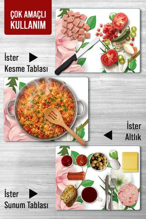 Reflexa Çiçek Desenli Ocak Arkası Cam Panel 2'li Set 40x30 cm Isıya Dayanıklı