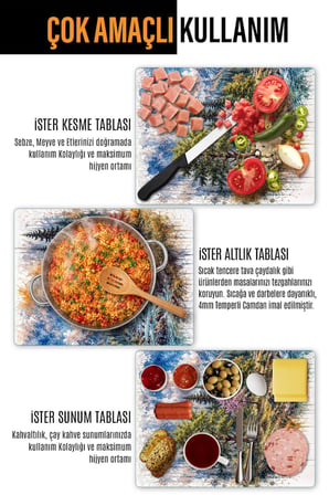 Ocak Arkası Cam Koruyucu – Manzara Desenli Isıya Dayanıklı Dekoratif Cam Panel 40 x 30 cm * 2 adet