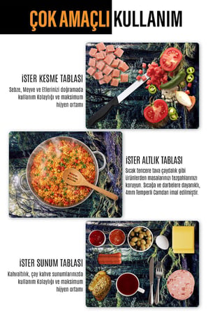 Ocak Arkası Cam Koruyucu – Orman Desen Isıya Dayanıklı Dekoratif Cam Panel 40 x 30 cm * 2 adet