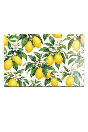 Ocak Arkası Cam Koruyucu – Limon Desen Isıya Dayanıklı Dekoratif Cam Panel 40 x 30 cm * 2 adet