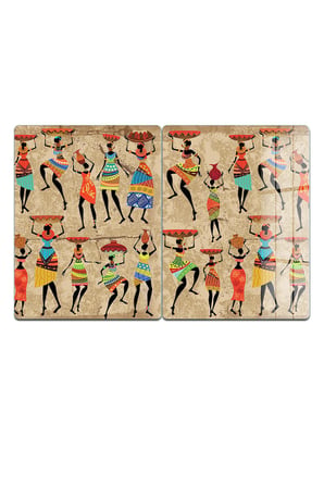 Ocak Arkası Cam Koruyucu – Afrikalı Kadın Desen Isıya Dayanıklı Dekoratif Cam Panel 40 x 30 cm * 2 adet