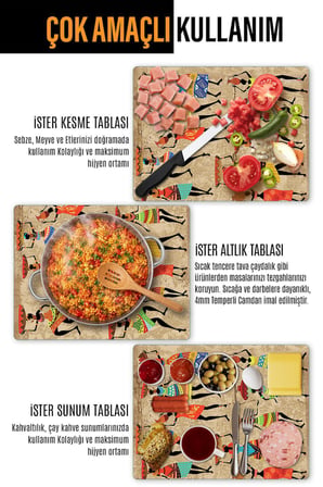 Ocak Arkası Cam Koruyucu – Afrikalı Kadın Desen Isıya Dayanıklı Dekoratif Cam Panel 40 x 30 cm * 2 adet