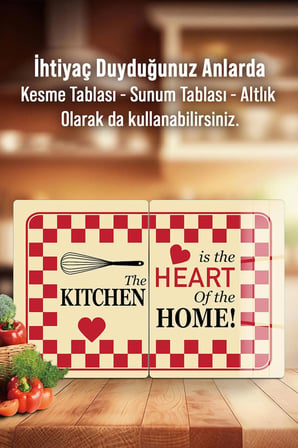 Ocak Arkası Cam Koruyucu – Kıtchen Desen Isıya Dayanıklı Dekoratif Cam Panel 40 x 30 cm * 2 adet