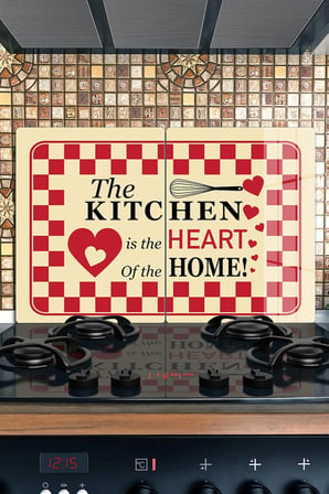 Ocak Arkası Cam Koruyucu – Kıtchen Desen Isıya Dayanıklı Dekoratif Cam Panel 40 x 30 cm * 2 adet