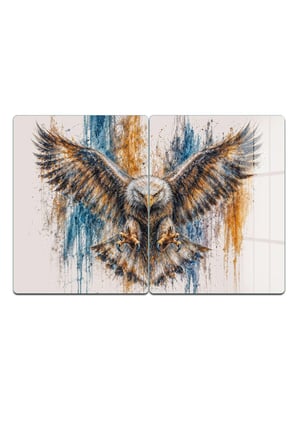 Ocak Arkası Cam Koruyucu – Kartal Desen Isıya Dayanıklı Dekoratif Cam Panel 40 x 30 cm * 2 adet