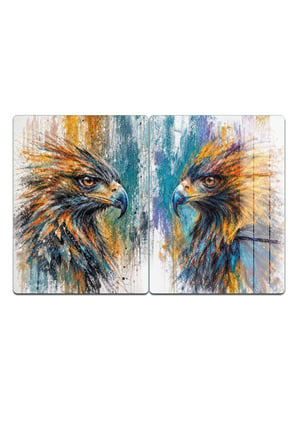Ocak Arkası Cam Koruyucu – Kartal Desen Isıya Dayanıklı Dekoratif Cam Panel 40 x 30 cm * 2 adet