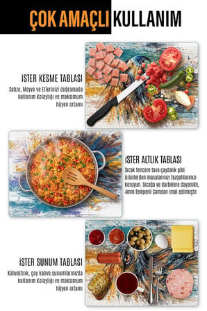 Ocak Arkası Cam Koruyucu – Kartal Desen Isıya Dayanıklı Dekoratif Cam Panel 40 x 30 cm * 2 adet