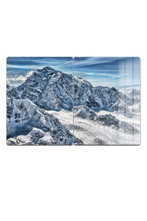 Ocak Arkası Cam Koruyucu – Dağ Manzaralı Isıya Dayanıklı Dekoratif Cam Panel 40 x 30 cm * 2 adet