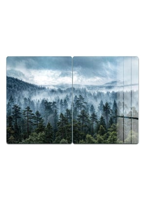 Ocak Arkası Cam Koruyucu – Orman Manzaralı Isıya Dayanıklı Dekoratif Cam Panel 40 x 30 cm * 2 adet