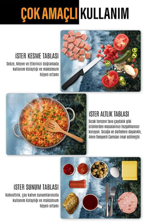 Ocak Arkası Cam Koruyucu – Orman Manzaralı Isıya Dayanıklı Dekoratif Cam Panel 40 x 30 cm * 2 adet
