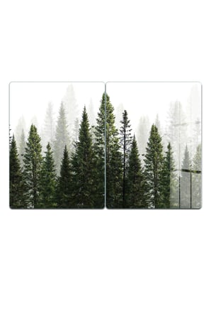 Ocak Arkası Cam Koruyucu – Orman Manzaralı Isıya Dayanıklı Dekoratif Cam Panel 40 x 30 cm * 2 adet