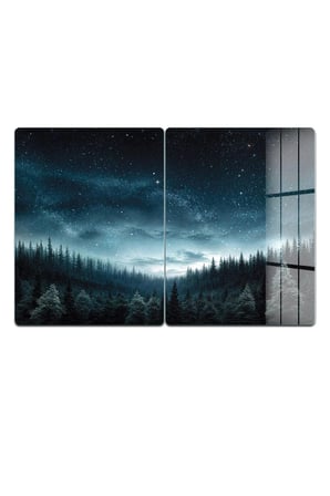 Ocak Arkası Cam Koruyucu – Orman Manzaralı Isıya Dayanıklı Dekoratif Cam Panel 40 x 30 cm * 2 adet