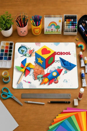 Montessori Çocuk Etkinlik Camı – Back to School Tasarımlı Cam Aktivite Panosu 40 x 30 cm