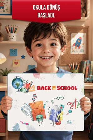 Montessori Çocuk Etkinlik Camı – Back to School Tasarımlı Cam Aktivite Panosu 40 x 30 cm
