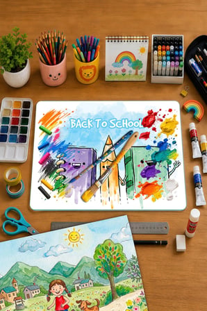 Montessori Çocuk Etkinlik Camı – Back to School Tasarımlı Cam Aktivite Panosu 40 x 30 cm