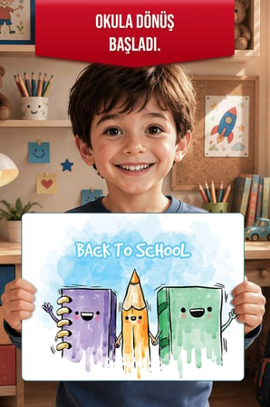 Montessori Çocuk Etkinlik Camı – Back to School Tasarımlı Cam Aktivite Panosu 40 x 30 cm