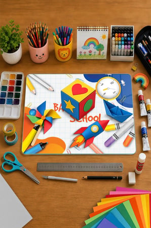 Montessori Çocuk Etkinlik Camı – Back to School Tasarımlı Cam Aktivite Panosu 40 x 30 cm